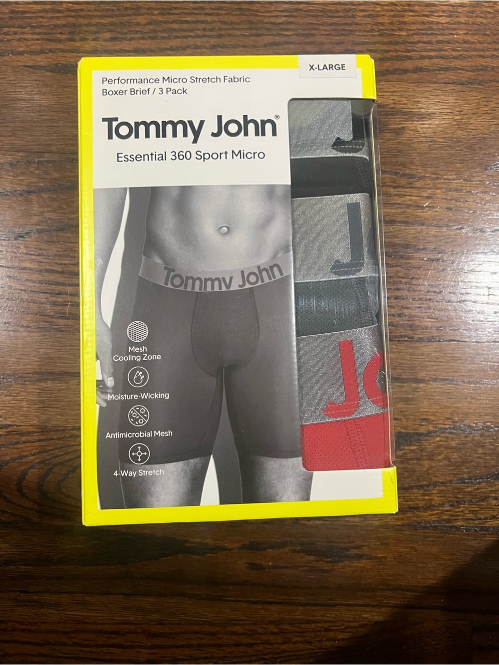 Tommy John Essential 360 Sport Micro Boxer Briefs - Black Gray Red (3 Pack)